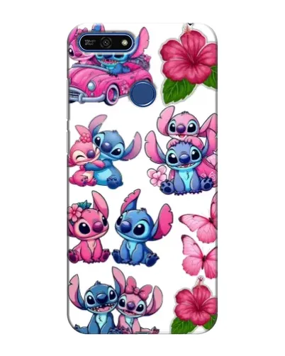 Чехол для Huawei Honor 7A Pro с картинкой «Стикеры Stitch и Angel»