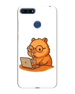 Чохол для Huawei Honor 7A Pro з картинкою «Капібара з ноутбуком»