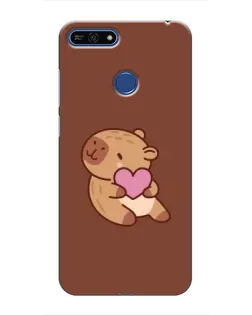 Чохол для Huawei Honor 7A Pro з картинкою «Капібара з серцем»