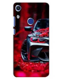 Чехол для Huawei Honor 8A с картинкой «Спортивная BMW и цветы»