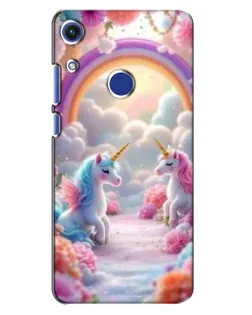 Чехол для Huawei Honor 8A с картинкой «Радуга и единороги»
