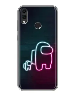 Чехол для Huawei Honor 8X с картинкой «Among Us неон-арт»