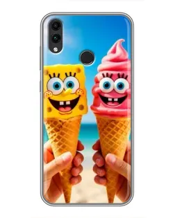 Чехол для Huawei Honor 8X с картинкой «Спанч Боб мороженое»