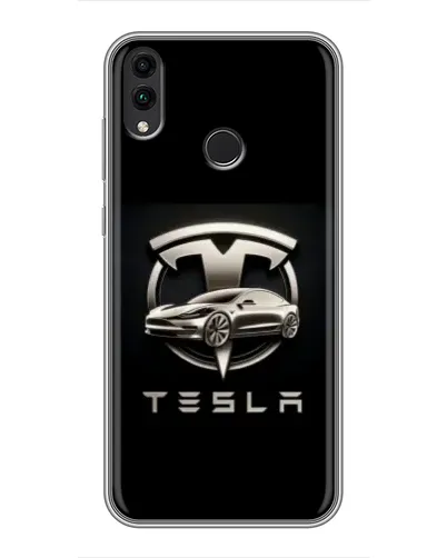 Чехол для Huawei Honor 8X с картинкой «Tesla — серебристое авто»