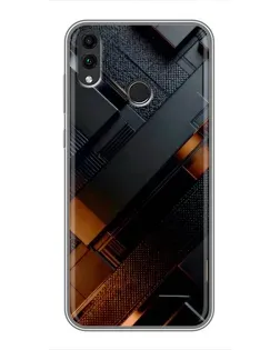 Чехол для Huawei Honor 8X с картинкой «Черные геометрические блоки»