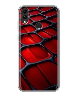 Чехол для Huawei Honor 8X с картинкой «Красная глянцевая сетка»