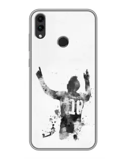 Чехол для Huawei Honor 8X с картинкой «Черно-белый силуэт Месси» Чехол для Huawei Honor 8X с картинкой «Черно-белый силуэт Месси»