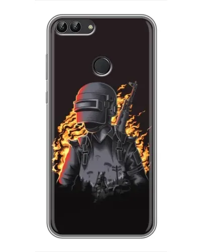 Чехол для Huawei Honor 9 Lite с картинкой «PUBG — огненный силуэт»