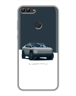Чехол для Huawei Honor 9 Lite с картинкой «Серебристый Cybertruck Tesla»