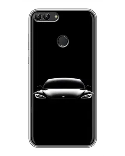 Чехол для Huawei Honor 9 Lite с картинкой «Фары Tesla Night»