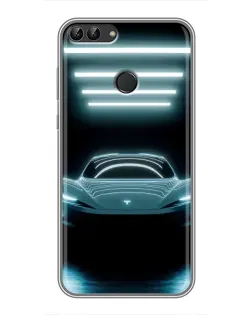 Чехол для Huawei Honor 9 Lite с картинкой «Tesla в неоне»
