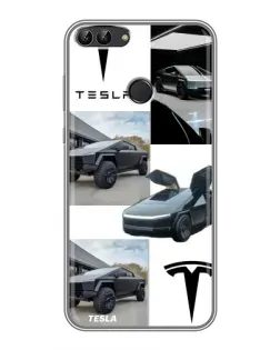 Чехол для Huawei Honor 9 Lite с картинкой «Коллаж Cybertruck Tesla»