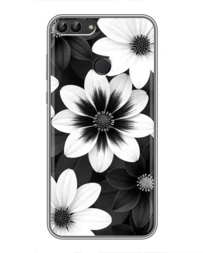 Чехол для Huawei Honor 9 Lite с картинкой «Монохромные астры»