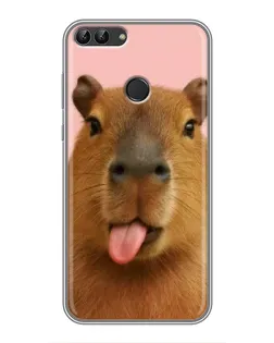 Чехол для Huawei Honor 9 Lite с картинкой «Капибара с языком»