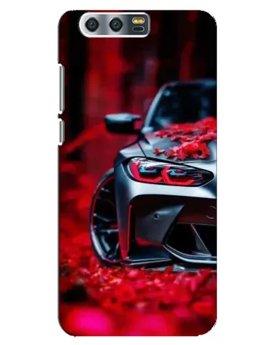 Чехол для Huawei Honor 9 (Glory 9, STF) с картинкой «Спортивная BMW и цветы»