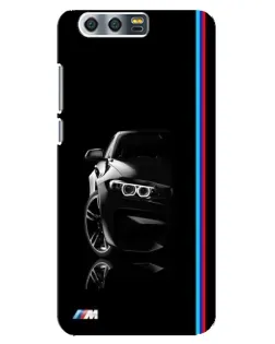 Чехол для Huawei Honor 9 (Glory 9, STF) с картинкой «Силуэт BMW в темноте»