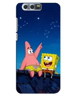 Чехол для Huawei Honor 9 (Glory 9, STF) с картинкой «Губка Боб и Патрик ночью»