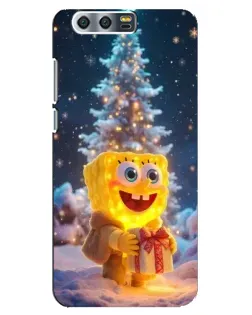 Чехол для Huawei Honor 9 (Glory 9, STF) с картинкой «Рождественский Спанч Боб»