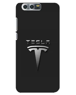 Чехол для Huawei Honor 9 (Glory 9, STF) с картинкой «Стальной логотип Tesla»