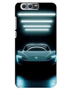 Чехол для Huawei Honor 9 (Glory 9, STF) с картинкой «Tesla в неоне»
