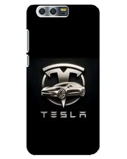 Чехол для Huawei Honor 9 (Glory 9, STF) с картинкой «Tesla — серебристое авто»