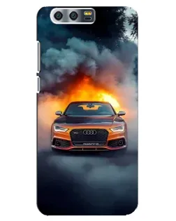 Чехол для Huawei Honor 9 (Glory 9, STF) с картинкой «Audi в огненном дыму»