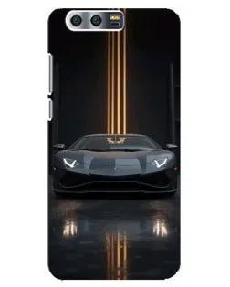 Чехол для Huawei Honor 9 (Glory 9, STF) с картинкой «Lamborghini золотые линии»