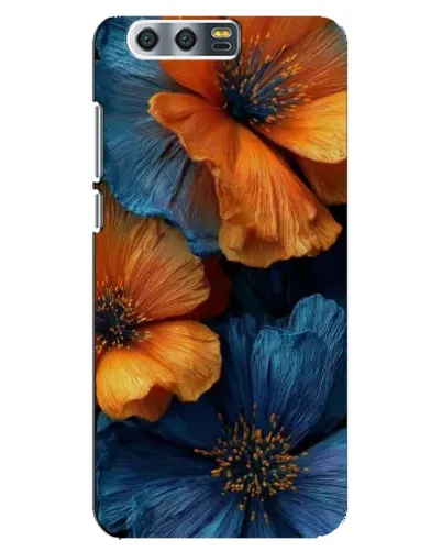 Чехол для Huawei Honor 9 (Glory 9, STF) с картинкой «Яркая сине-оранжевая флора» Чехол для Huawei Honor 9 (Glory 9, STF) с картинкой «Яркая сине-оранжевая флора»