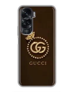Чехол для Huawei Honor 90 Lite с картинкой «Gucci — золотая бабочка»