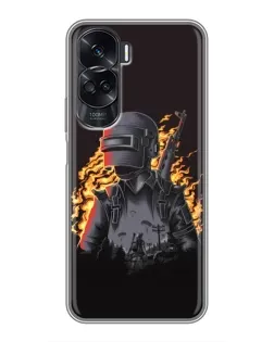 Чехол для Huawei Honor 90 Lite с картинкой «PUBG — огненный силуэт»