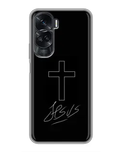 Чехол для Huawei Honor 90 Lite с картинкой «Графический крест Jesus» Чехол для Huawei Honor 90 Lite с картинкой «Графический крест Jesus»