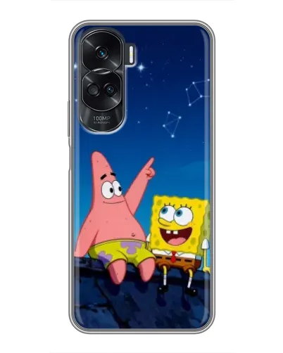 Чехол для Huawei Honor 90 Lite с картинкой «Губка Боб и Патрик ночью»