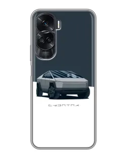 Чехол для Huawei Honor 90 Lite с картинкой «Серебристый Cybertruck Tesla»
