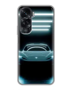 Чехол для Huawei Honor 90 Lite с картинкой «Tesla в неоне»