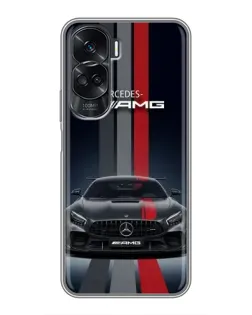 Чехол для Huawei Honor 90 Lite с картинкой «Mercedes — белый карбон»