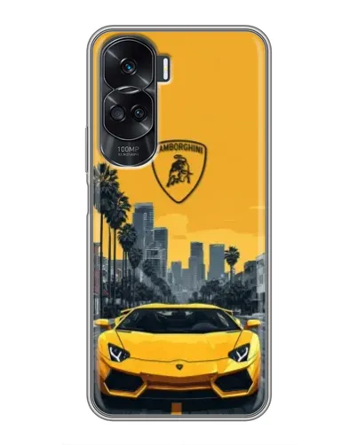 Чехол для Huawei Honor 90 Lite с картинкой «Желтый Lamborghini город»