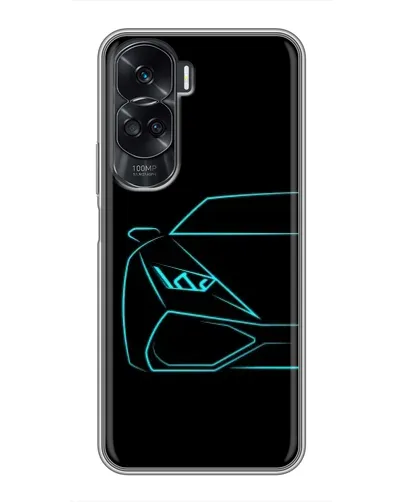 Чехол для Huawei Honor 90 Lite с картинкой «Голубой силуэт Lamborghini»