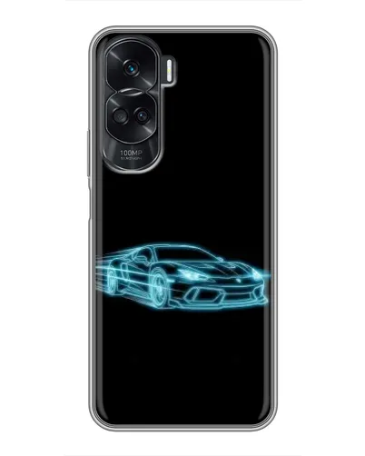 Чехол для Huawei Honor 90 Lite с картинкой «Неоновый контур Lamborghini»