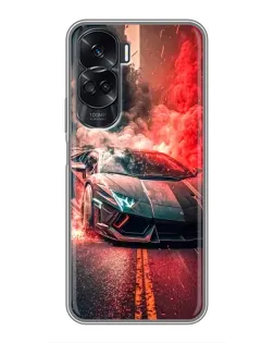 Чехол для Huawei Honor 90 Lite с картинкой «Lamborghini красный дым»