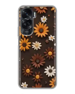 Чехол для Huawei Honor 90 Lite с картинкой «Узор из маленьких подсолнухов»