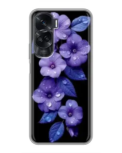 Чехол для Huawei Honor 90 Lite с картинкой «Фиолетовые цветы с росою»