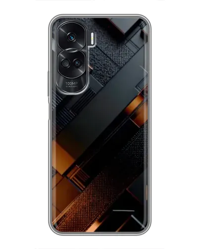 Чехол для Huawei Honor 90 Lite с картинкой «Черные геометрические блоки»