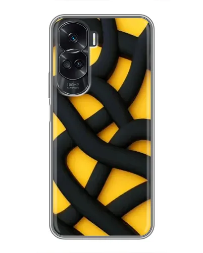 Чехол для Huawei Honor 90 Lite с картинкой «Черное желтое переплетение»