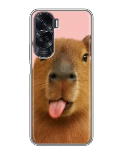 Чехол для Huawei Honor 90 Lite с картинкой «Капибара с языком»