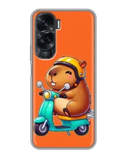 Чехол для Huawei Honor 90 Lite с картинкой «Капибара на скутере»