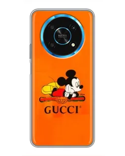 Чехол для Huawei Honor Magic 6 Lite 5G с картинкой «Микки Маус Gucci — оранж»