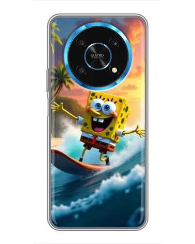 Чехол для Huawei Honor Magic 6 Lite 5G с картинкой «Губка Боб серфингист»