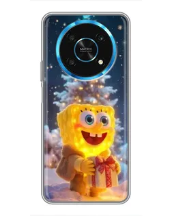 Чехол для Huawei Honor Magic 6 Lite 5G с картинкой «Рождественский Спанч Боб»