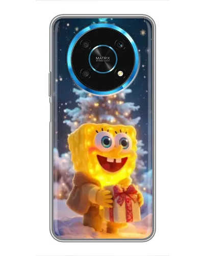 Чехол для Huawei Honor Magic 6 Lite 5G с картинкой «Рождественский Спанч Боб»