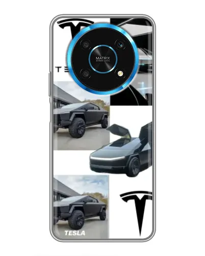 Чехол для Huawei Honor Magic 6 Lite 5G с картинкой «Коллаж Cybertruck Tesla»